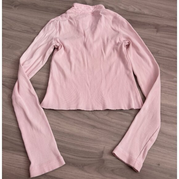 Banana Republic Pink Ribbed Collared Long Sleeve Top Women’s Small - Picture 2 of 6